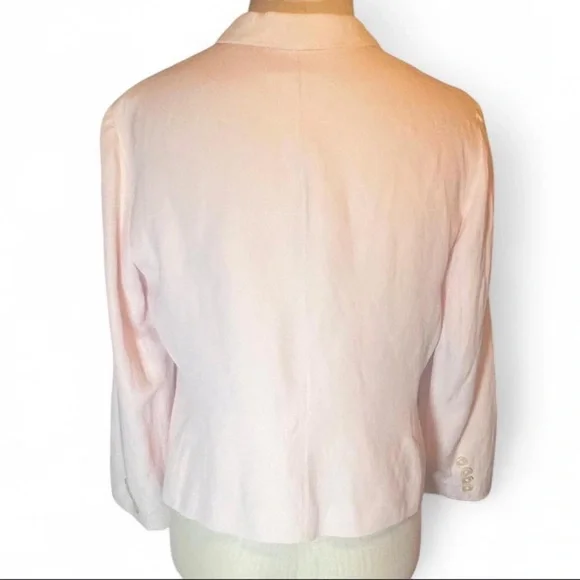 Lauren Ralph Lauren Silk Linen Blazer Blush Pink / Lightweight Jacket - Picture 3 of 6